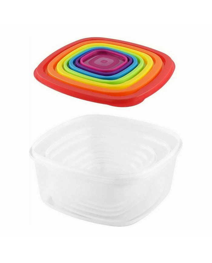 Set di scatole porta pranzo Privilege Multicolore Impilabile Quadrato 7 Pezzi (12 Unità)