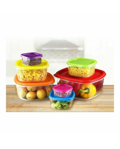 Set di scatole porta pranzo Privilege Multicolore Impilabile Quadrato 7 Pezzi (12 Unità)