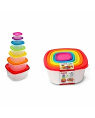 Set di scatole porta pranzo Privilege Multicolore Impilabile Quadrato 7 Pezzi (12 Unità)