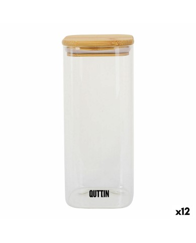 Contenitore per Conservare gli Alimenti Quttin Bambù Vetro Borosilicato 1 L (12 Unità)