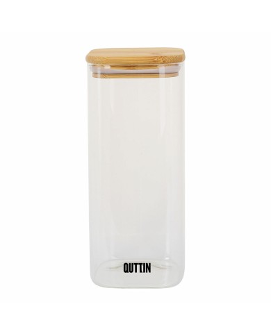 Contenitore per Conservare gli Alimenti Quttin Bambù Vetro Borosilicato 1 L (12 Unità)