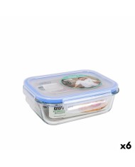 Porta Pranzo Quadrato con Coperchio Quttin Trasparente 750 ml 16 x 16 x 7 cm (6 Unità)