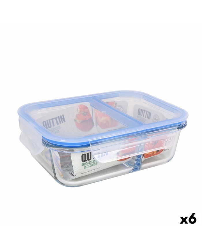 Porta pranzo Ermetico Quttin 2 Compartimenti Rettangolare 1 L (6 Unità)