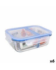 Porta pranzo Ermetico Quttin 2 Compartimenti Rettangolare 1 L (6 Unità)