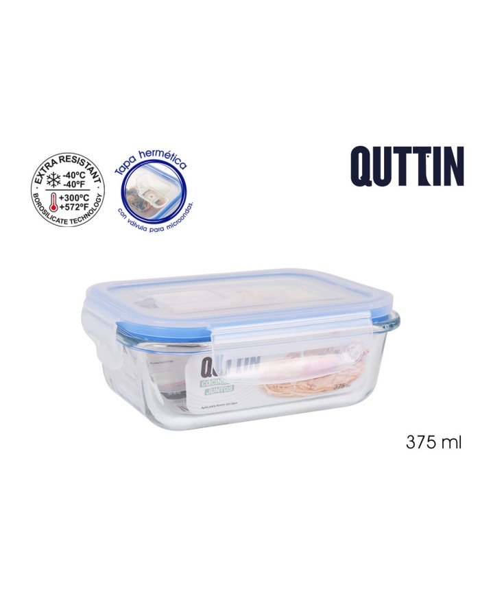 Porta pranzo Ermetico Quttin Rettangolare 375 ml (12 Unità)