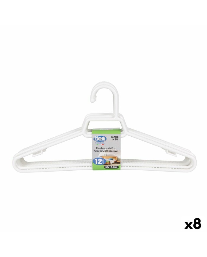 Set di Grucce Dem Bianco Plastica 12 Pezzi 38 x 17,5 cm (8 Unità)