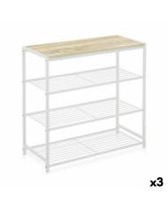 Scaffale Confortime Bianco Legno Metallo 60 x 30 x 63,5 cm (3 Unità)