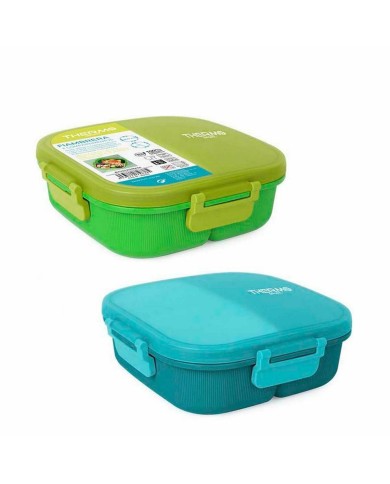 Porta pranzo Ermetico ThermoSport 3 Compartimenti Quadrato 900 ml (6 Unità)