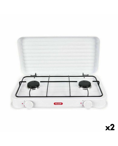 fornello a gas Algon Con coperchio Bianco 4400 W 55 x 7 x 32 cm (2 Unità) fornello a gas Algon Con coperchio Bianco 4400 W 55 x 7 x 32 cm (2 Unità)