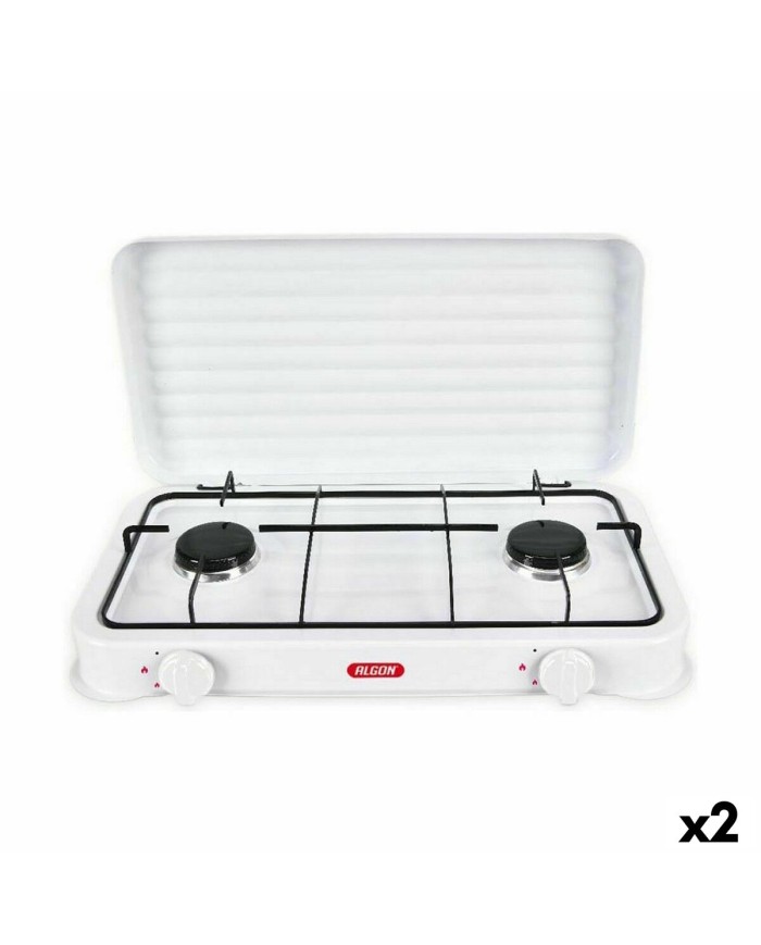 fornello a gas Algon Con coperchio Bianco 4400 W 55 x 7 x 32 cm (2 Unità)