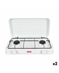 fornello a gas Algon Con coperchio Bianco 4400 W 55 x 7 x 32 cm (2 Unità)