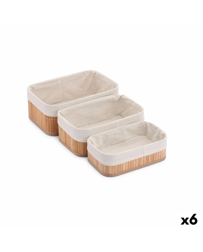 Set di Cesti Confortime Naturale Bambù (3 Pezzi) (6 Unità)