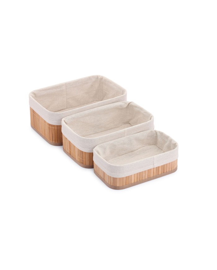 Set di Cesti Confortime Naturale Bambù (3 Pezzi) (6 Unità)