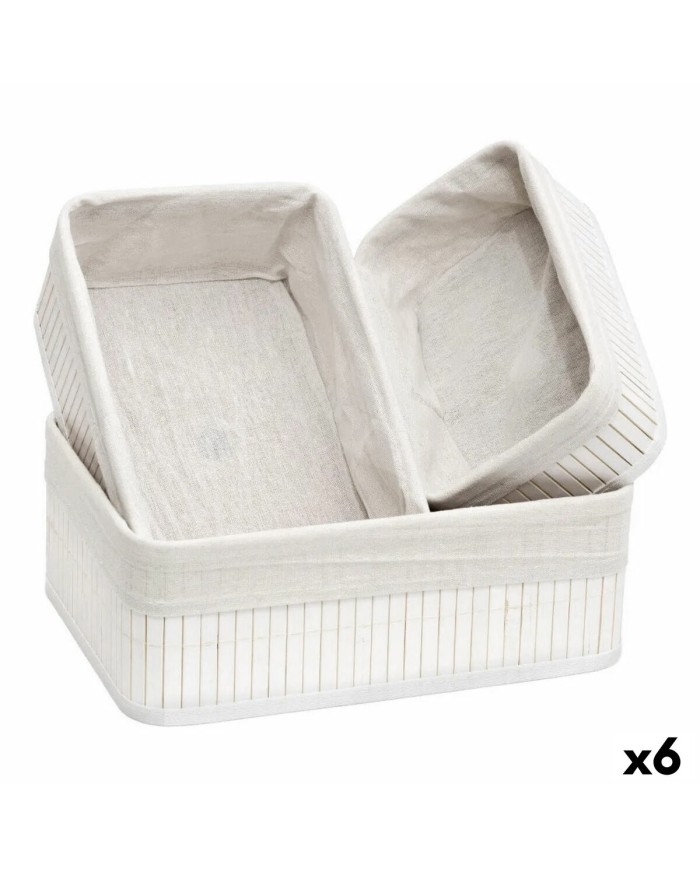 Set di Cesti Confortime Bianco Bambù (3 Pezzi) (6 Unità)