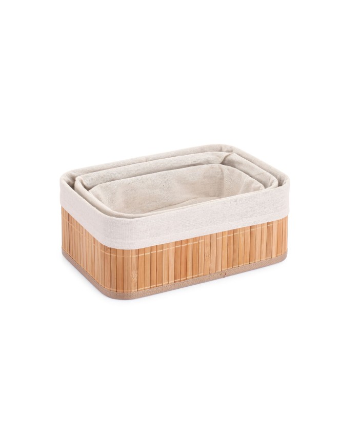 Set di Cesti Confortime Naturale Bambù (3 Pezzi) (6 Unità)