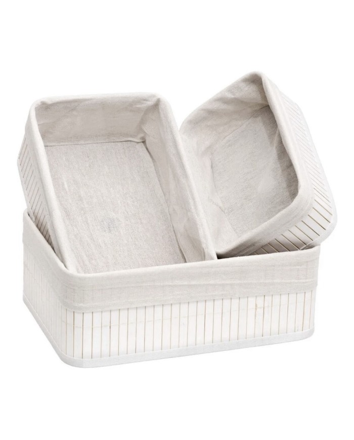 Set di Cesti Confortime Bianco Bambù (3 Pezzi) (6 Unità)
