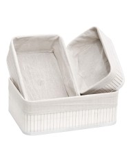 Set di Cesti Confortime Bianco Bambù (3 Pezzi) (6 Unità)