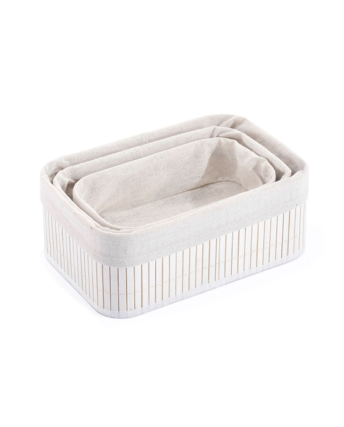 Set di Cesti Confortime Bianco Bambù (3 Pezzi) (6 Unità)