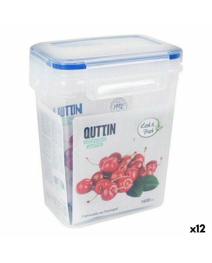 Porta pranzo Ermetico Quttin 1,6 L Rettangolare 15 x 10 x 18 cm (12 Unità)