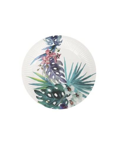 Set di piatti Algon Monouso Cartone Tropicale 10 Pezzi 20 cm (24 Unità)