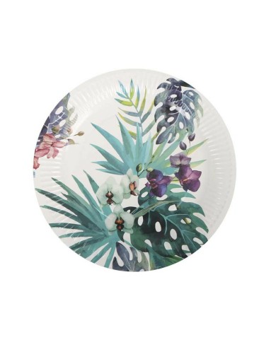 Set di piatti Algon Monouso Cartone Tropicale 3 Pezzi 28 cm (24 Unità)