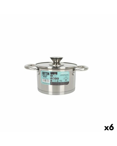 Pentola con Coperchio di Vetro Quttin Hermes Acciaio 1,8 L (6 Unità) Pentola con Coperchio di Vetro Quttin Hermes Acciaio 1,8 L (6 Unità)