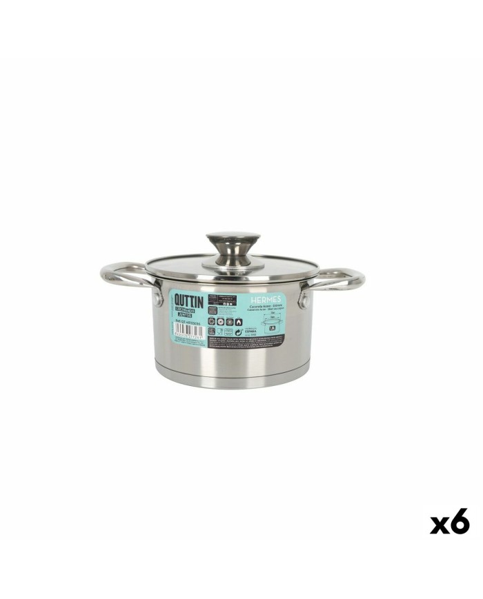 Pentola con Coperchio di Vetro Quttin Hermes Acciaio 1,8 L (6 Unità) Pentola con Coperchio di Vetro Quttin Hermes Acciaio 1,8 L (6 Unità)