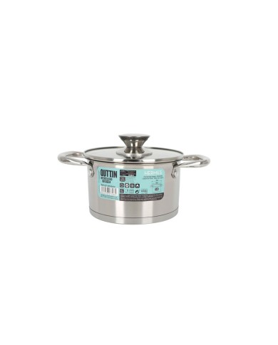 Pentola con Coperchio di Vetro Quttin Hermes Acciaio 1,8 L (6 Unità) Pentola con Coperchio di Vetro Quttin Hermes Acciaio 1,8 L (6 Unità)