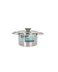 Pentola con Coperchio di Vetro Quttin Hermes Acciaio 1,8 L (6 Unità) Pentola con Coperchio di Vetro Quttin Hermes Acciaio 1,8 L (6 Unità)