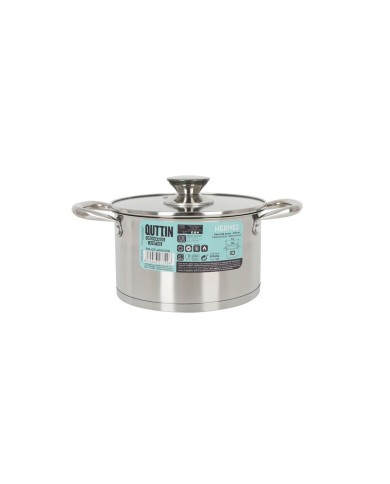 Pentola con Coperchio di Vetro Quttin Hermes Acciaio 2,8 L (6 Unità) Pentola con Coperchio di Vetro Quttin Hermes Acciaio 2,8 L (6 Unità)
