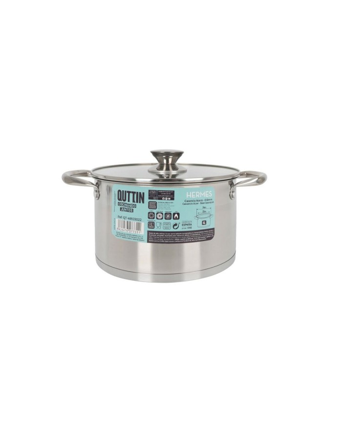 Pentola con Coperchio di Vetro Quttin Hermes Acciaio 4 L (4 Unità)