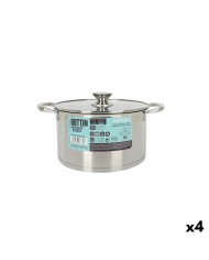 Pentola con Coperchio di Vetro Quttin Hermes Acciaio 5,5 L (4 Unità) Pentola con Coperchio di Vetro Quttin Hermes Acciaio 5,5 L (4 Unità)