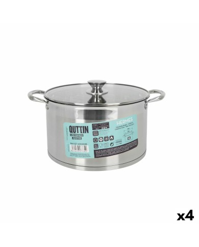 Pentola con Coperchio di Vetro Quttin Hermes Acciaio 10 L (4 Unità) Pentola con Coperchio di Vetro Quttin Hermes Acciaio 10 L (4 Unità)