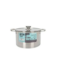 Pentola con Coperchio di Vetro Quttin Hermes Acciaio 5,5 L (4 Unità) Pentola con Coperchio di Vetro Quttin Hermes Acciaio 5,5 L (4 Unità)