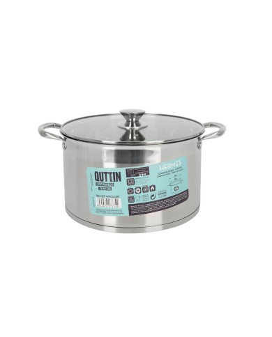Pentola con Coperchio di Vetro Quttin Hermes Acciaio 10 L (4 Unità) Pentola con Coperchio di Vetro Quttin Hermes Acciaio 10 L (4 Unità)