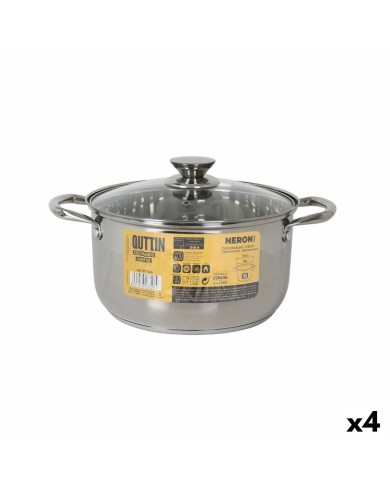 Pentola con Coperchio di Vetro Quttin New neron Acciaio 10 L (4 Unità) Pentola con Coperchio di Vetro Quttin New neron Acciaio 10 L (4 Unità)