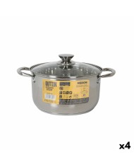 Pentola con Coperchio di Vetro Quttin New neron Acciaio 8 L (4 Unità)