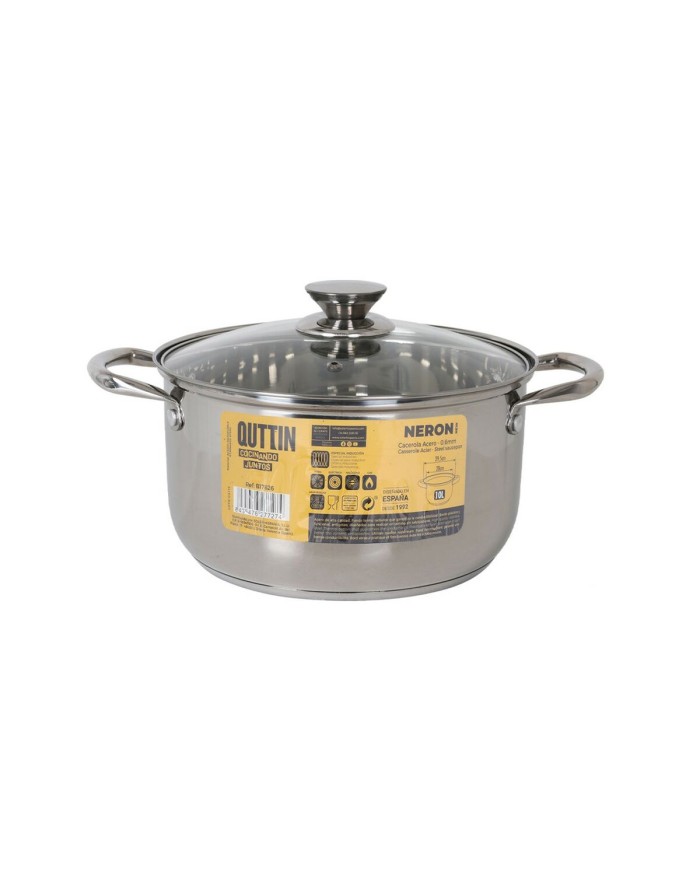 Pentola con Coperchio di Vetro Quttin New neron Acciaio 10 L (4 Unità)