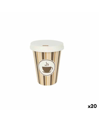 Set di Bicchieri Algon Con coperchio Monouso Caffè Cartone 8 Pezzi 220 ml (20 Unità)