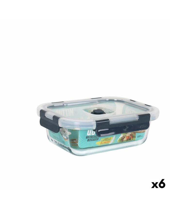 Porta pranzo Ermetico Quttin Rettangolare 600 ml (6 Unità)