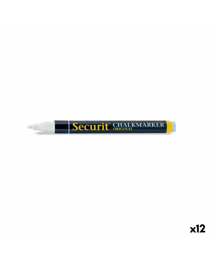 Pennarello per Lavagna Securit Bianco Punta fine (12 Unità)