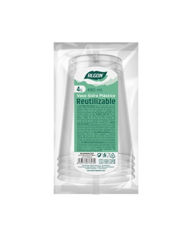 Set di bicchieri riutilizzabili Algon Sidro Trasparente 4 Pezzi 480 ml (50 Unità)
