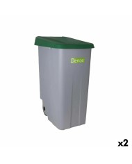 Secchio Spazzatura con Ruote Denox 110 L Verde 58 x 41 x 89 cm (2 Unità)