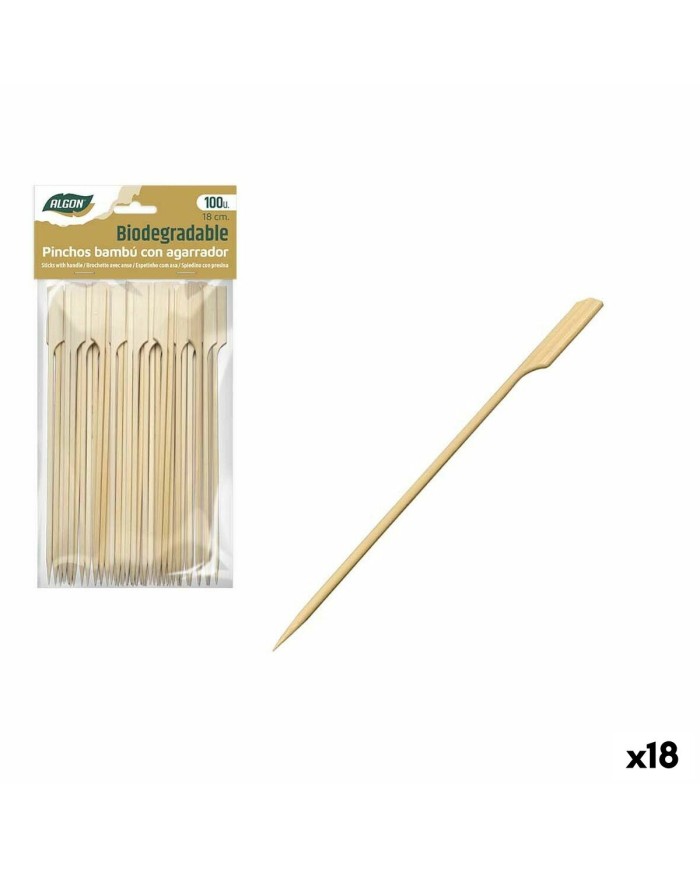 Set di Spiedini per Barbecue Algon Bambù 100 Pezzi 18 cm (18 Unità)