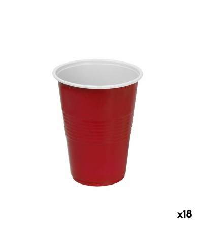 Set di bicchieri riutilizzabili Algon Plastica Rosso 10 Pezzi 450 ml (18 Unità)