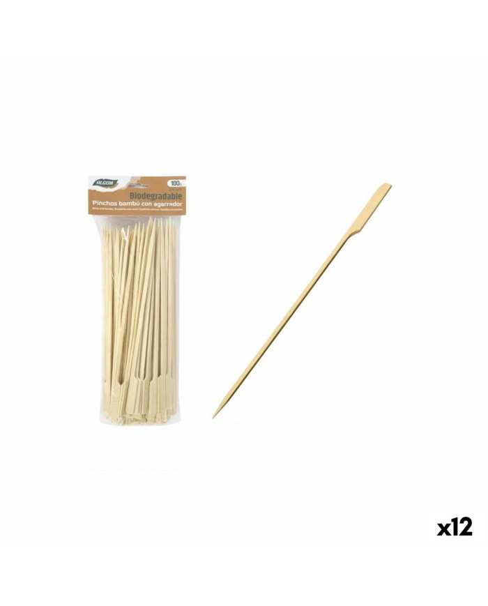 Set di Spiedini per Barbecue Algon Bambù 100 Pezzi 24 cm (12 Unità)