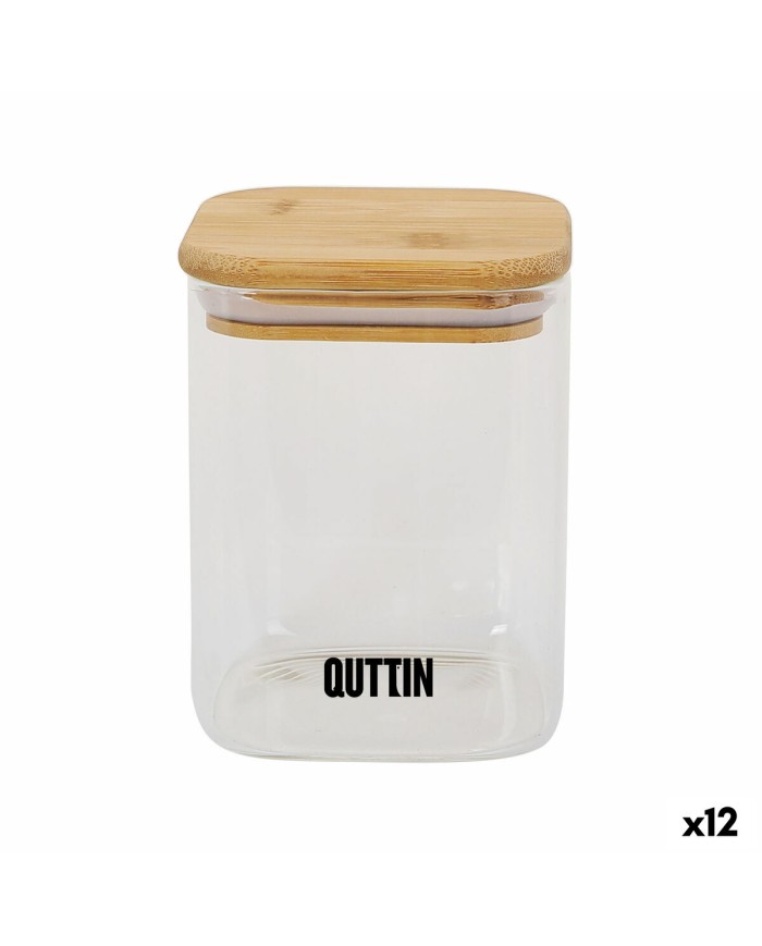Contenitore per Conservare gli Alimenti Quttin Bambù Vetro Borosilicato 480 ml (12 Unità)