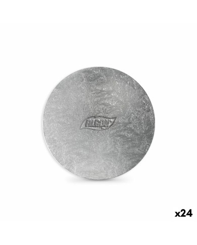 Base per torta Algon Argentato 20 x 20 x 1 cm Rotondo (24 Unità)