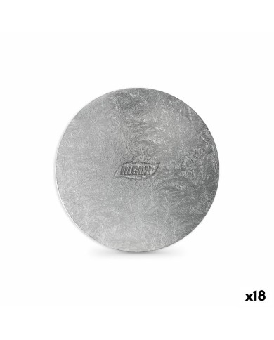 Base per torta Algon Argentato 30 x 30 x 1,5 cm Rotondo (18 Unità)