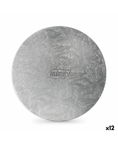 Base per torta Algon Argentato 40 x 40 x 1,5 cm Rotondo (12 Unità)